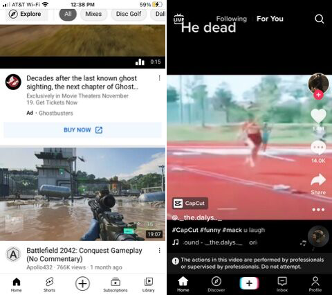 Youtube和Tiktok
