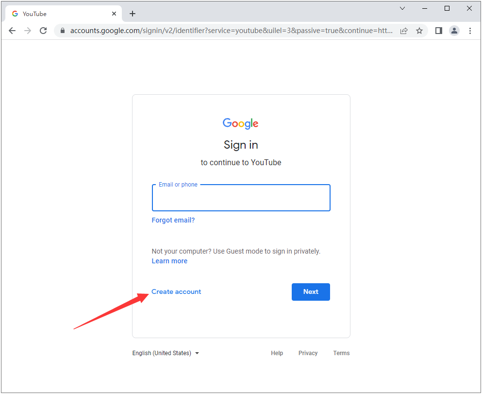 点击底部“Create account”按钮。
