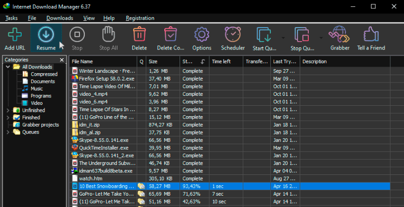 Internet Download Manager(IDM)